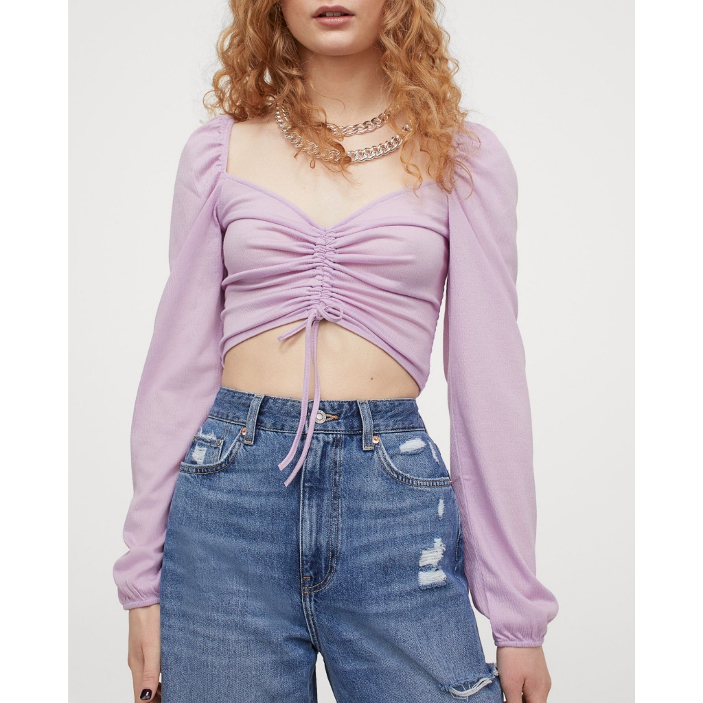 Drawstring-Front Cropped Top